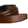 Skórzany pasek męski w brązowym kolorze z automatyczną, srebrną klamrą - Peterson