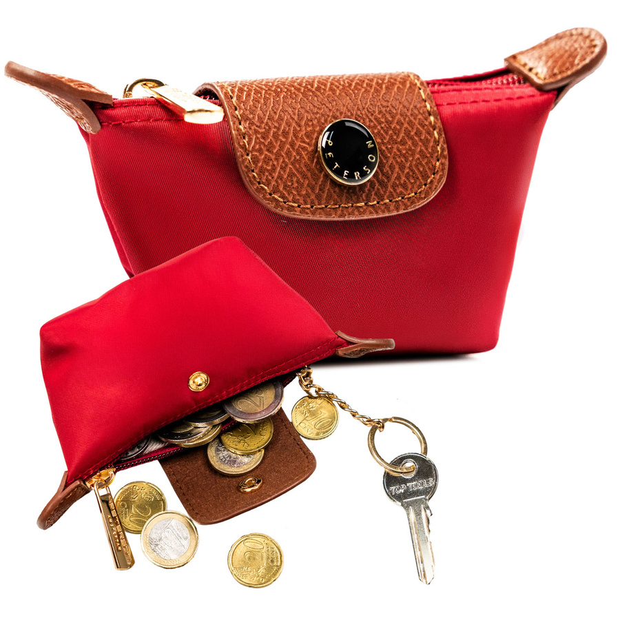 Czerwone etui na klucze wykonane z poliestru i skóry ekologicznej - Peterson