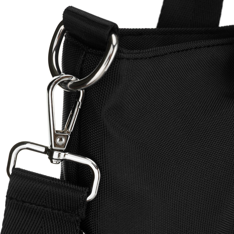 Jednokomorowa, czarna shopperka damska zamykana suwakiem - Peterson