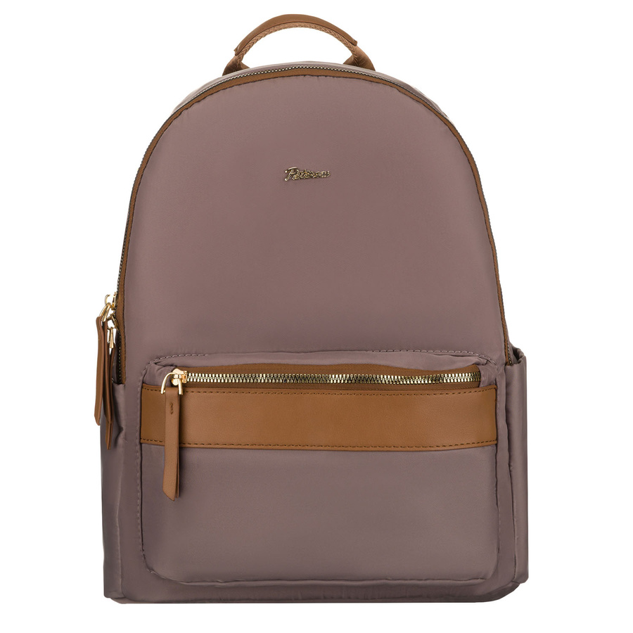 Dwukomorowy plecak damski z poliestru w beżowym kolorze - Peterson