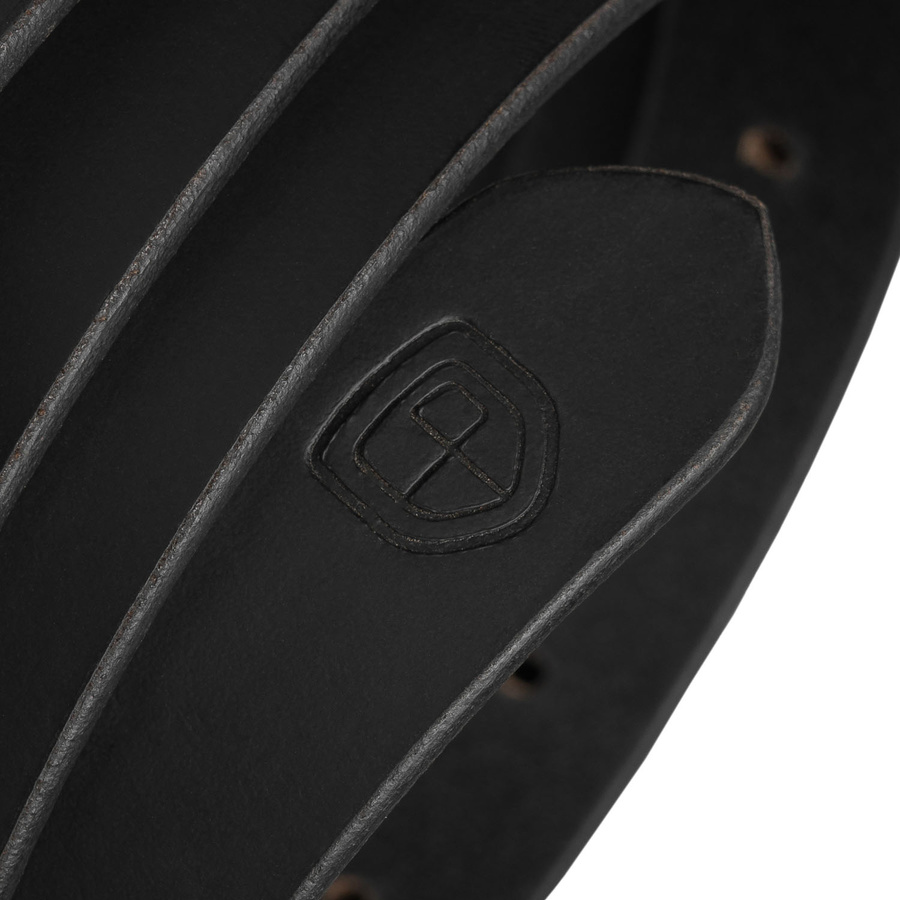 Elegancki pasek damski ze skóry naturalnej w czarnym kolorze ze złotą, klasyczną klamrą - Peterson