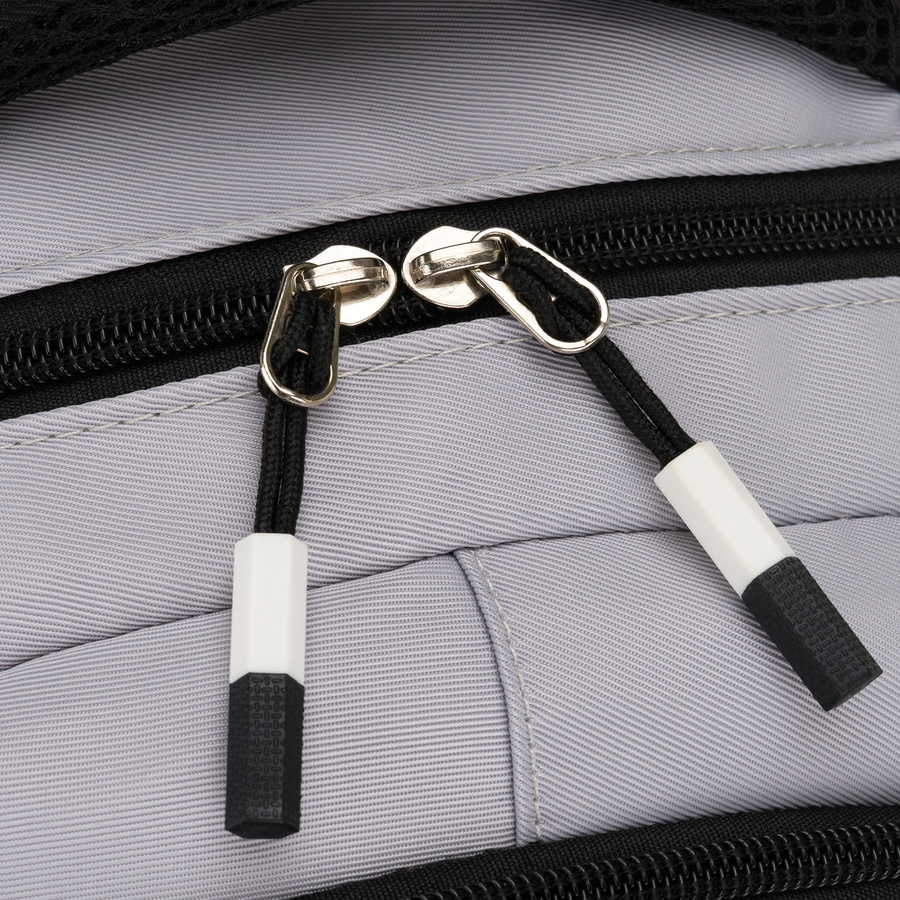 Szaro-czarny plecak szkolny z poliestru z dodatkową saszetką - Peterson