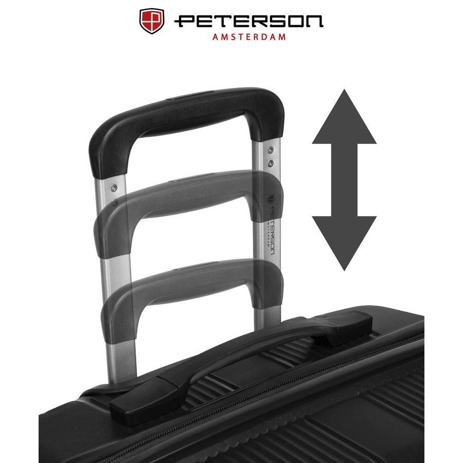 Zestaw walizek podróżnych z tworzywa ABS w czarnym kolorze - Peterson