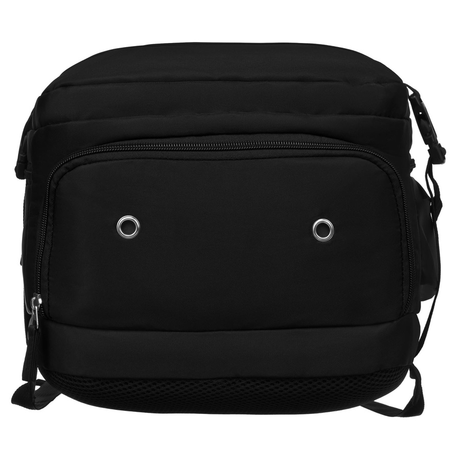 Czarny, trzykomorowy plecak podróżny wykonany z poliestru - Peterson