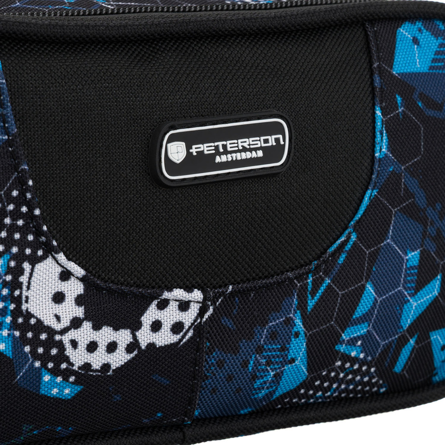 Dwukomorowy piórnik szkolny we wzór piłki nożnej - Peterson