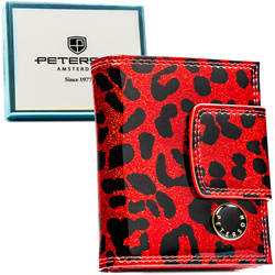 Mały portfel damski ze skóry ekologicznej i naturalnej w czerwonym kolorze - Peterson