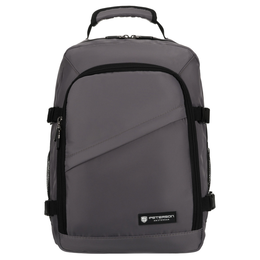 Szary, podróżny plecak z poliestru idealny na bagaż podręczny - Peterson