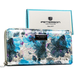 Portfel damski w typie piórnika w kwiaty zamykany suwakiem - Peterson