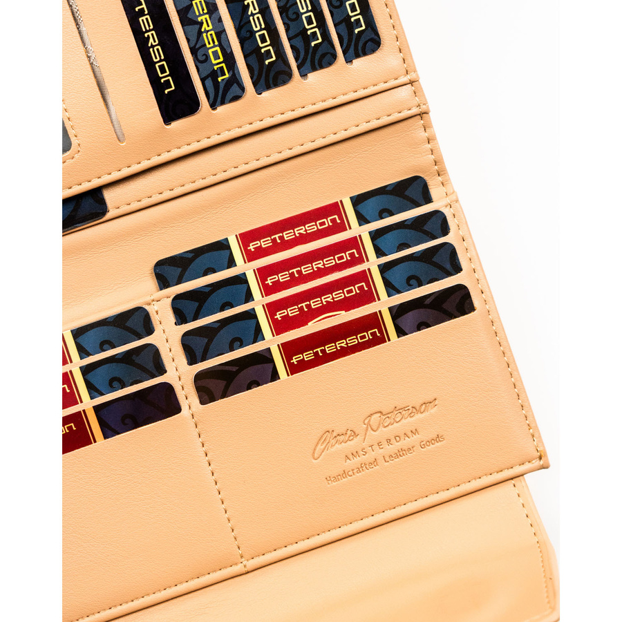 Portfel damski ze skóry ekologicznej w beżowym kolorze z tłoczeniem na wzór skóry krokodyla - Peterson