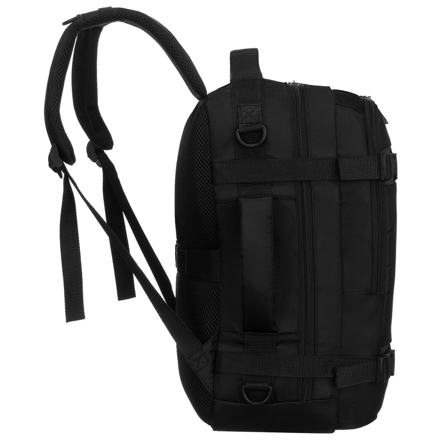 Czarny plecak podróżny z poliestru idealny na bagaż podręczny - Peterson