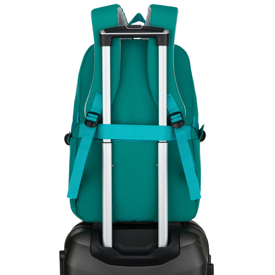 Zielony, młodzieżowy plecak szkolny z poliestru zawieszony na regulowanych szelkach - Peterson