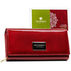 Skórzany portfel damski z klapką w czerwonym kolorze - Peterson