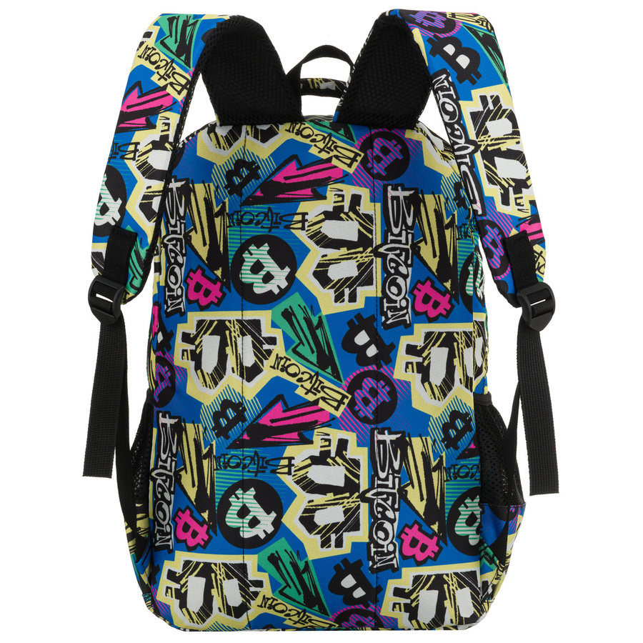 Plecak młodzieżowy do szkoły odszyty z poliestru ze wzorem imitującym graffiti, zawieszony na regulowanych szelkach - Peterson