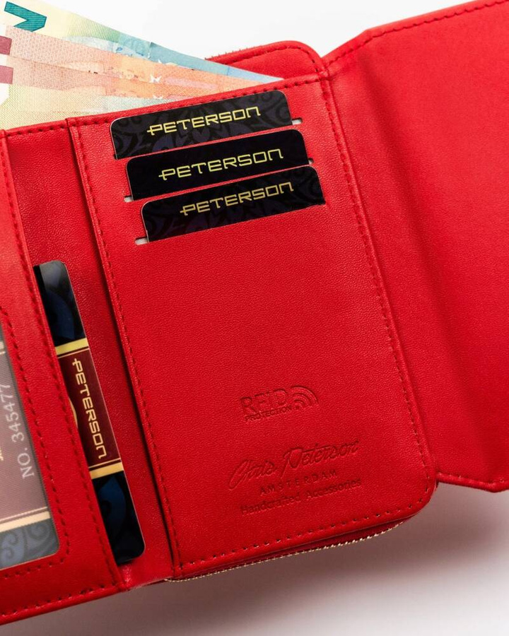 Elegancki portfel damski ze skóry ekologicznej zamykany na zatrzask - Peterson
