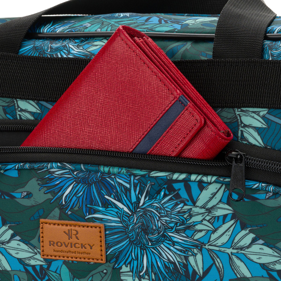 Pojemna torba podróżna wyposażona w dopinany pasek i zewnętrzną kieszeń zapinaną suwakiem - Rovicky