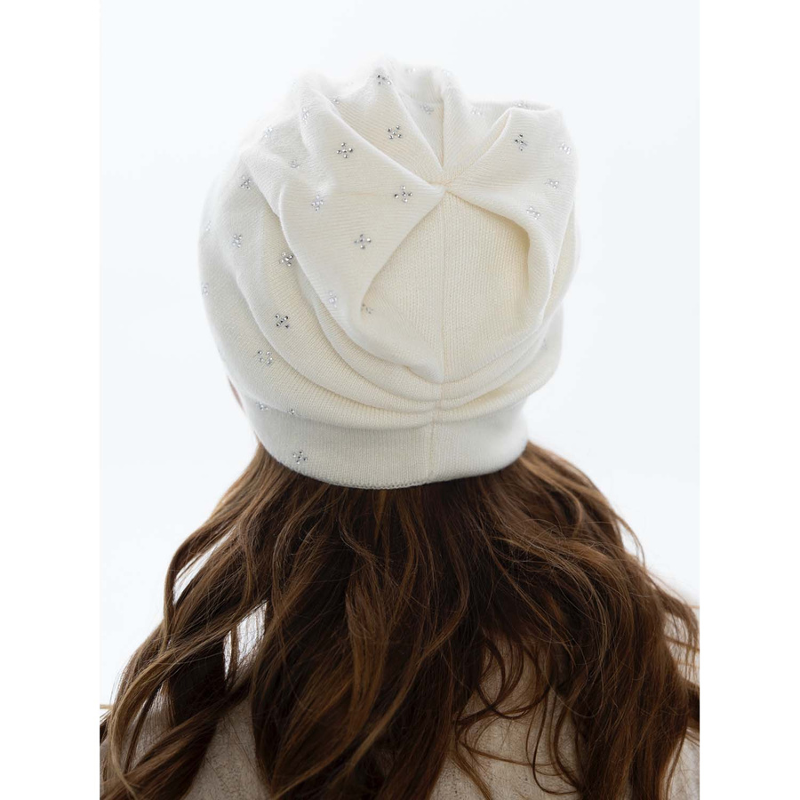 Ciepła czapka damska beanie z kryształkami - Peterson