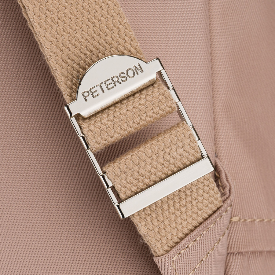 Beżowy, duży plecak damski wykonany z poliestru i skóry ekologicznej - Peterson