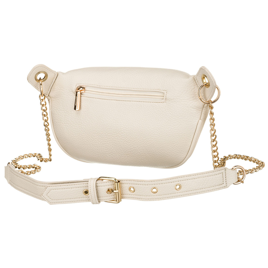 Beżowa saszetka damska ze skóry ekologicznej zamykana suwakiem - Peterson