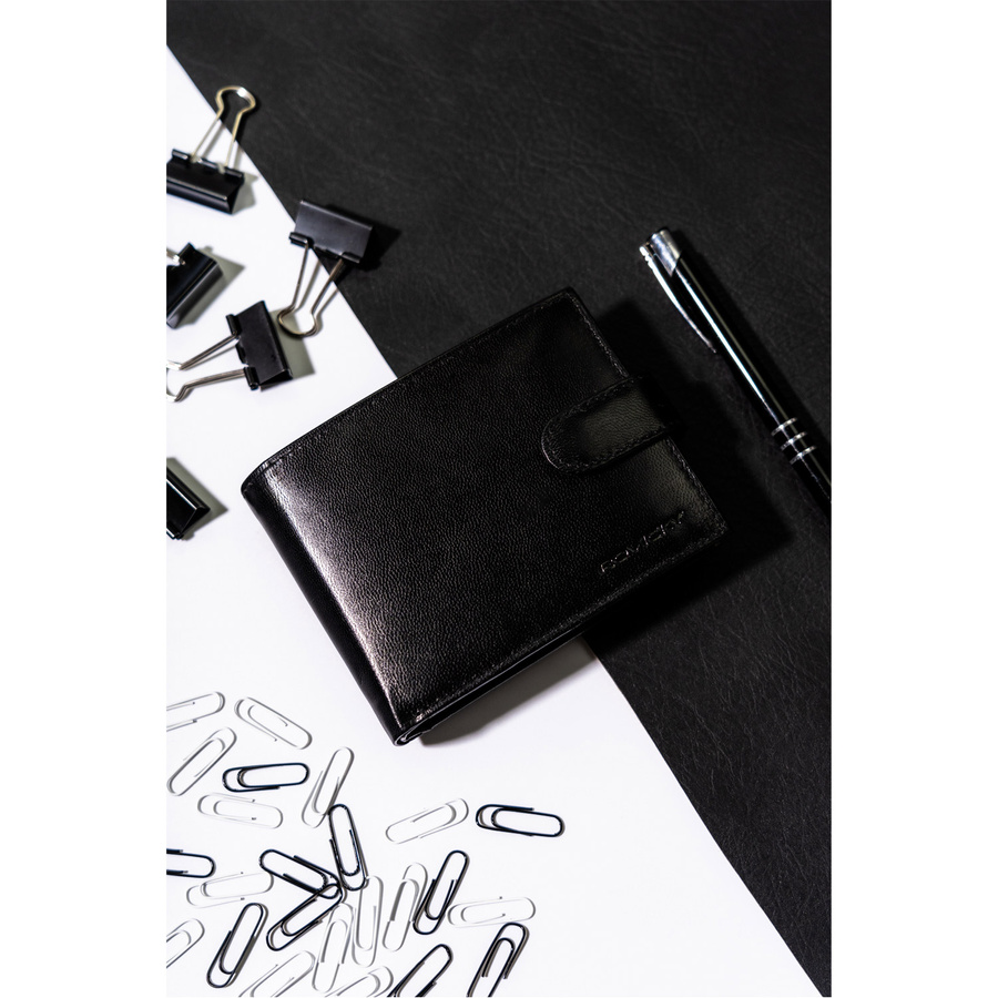 Klasyczny męski portfel na zatrzask z technologią RFID - Rovicky