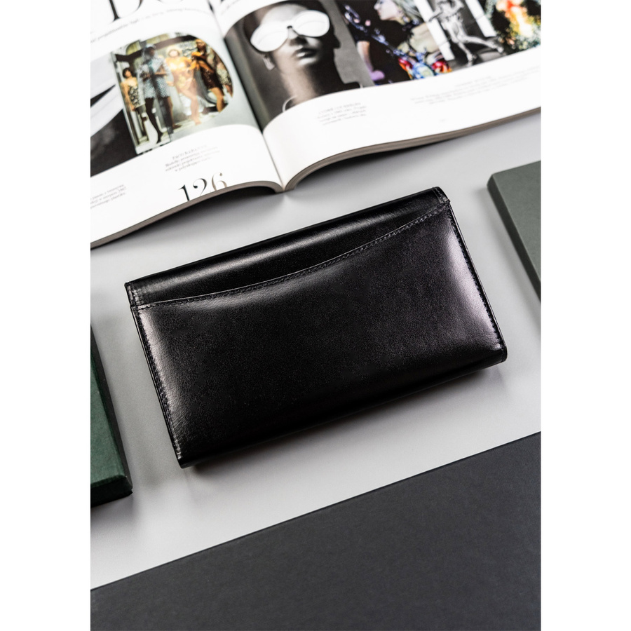 Portfel skórzany czarny dla kobiet z RFID - Peterson