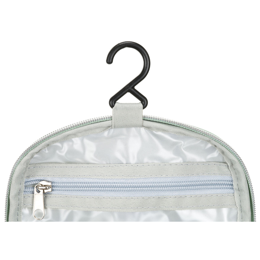 Zielona kosmetyczka podróżna z tkaniny syntetycznej z haczykiem do zawieszenia - Peterson