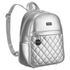 Błyszczący srebrny plecak damski zdobiony pikowaniem i nitami eko skóra Peterson