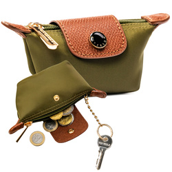 Etui na klucze z poliestru i skóry ekologicznej w kolorze khaki - Peterson