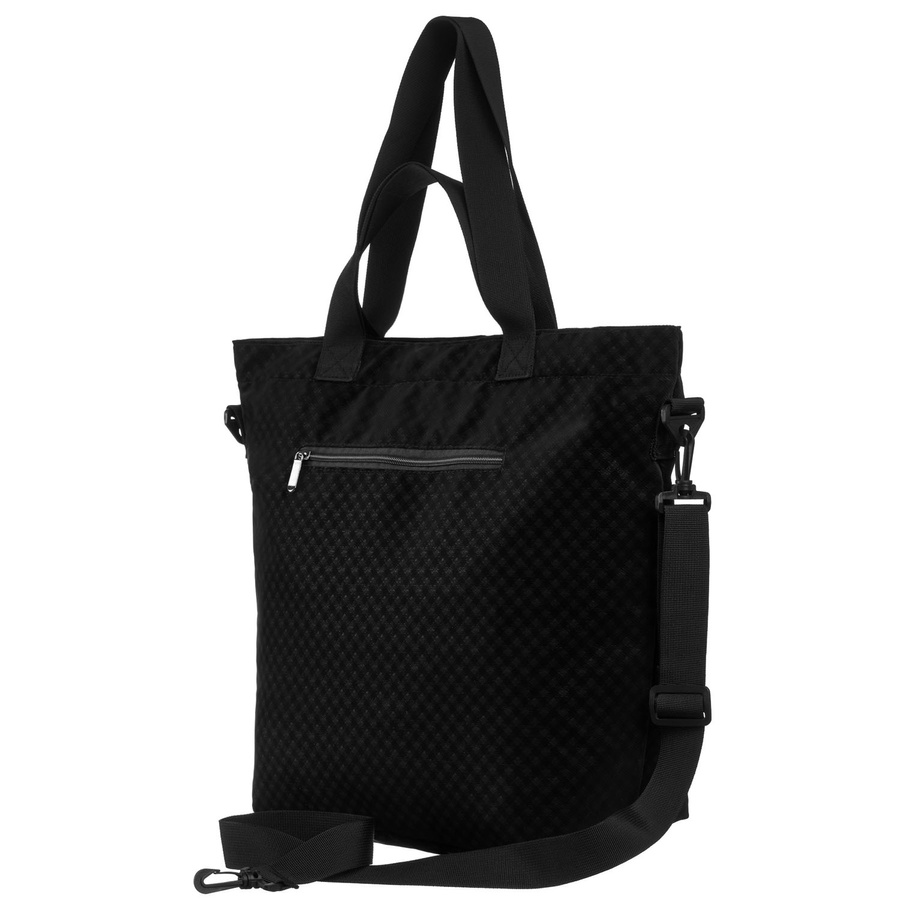 Duża torba damska w czarnym kolorze z kieszonką zewnętrzną na suwak - Rovicky