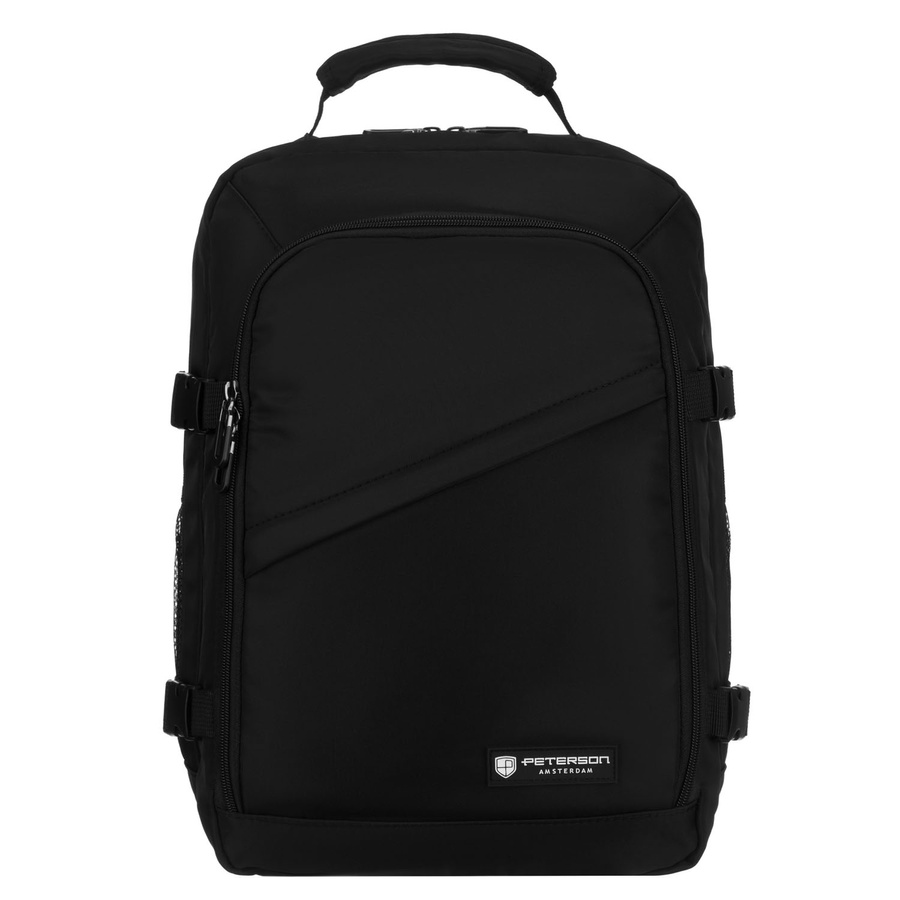 Plecak podróżny z poliestru w czarnym kolorze, idealny na bagaż podręczny - Peterson