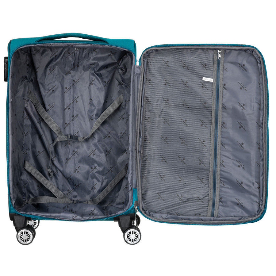 Walizka kabinowa z wysuwaną rączką wykonana z poliestru w turkusowo-różowym kolorze - Peterson