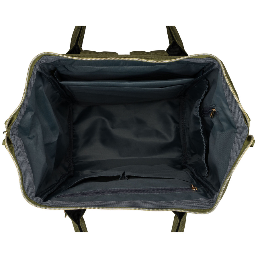 Zielony plecak damski z poliestru z miejscem na laptopa, zawieszony na regulowanych szelkach - Peterson