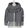 Szary, elegancki szalik damski z poliestru z frędzlami - Peterson