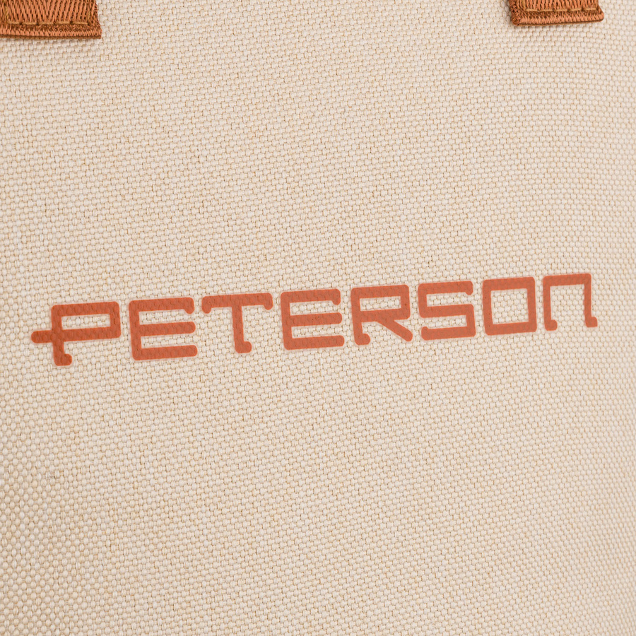 Beżowo-brązowa kosmetyczka z tkaniny syntetycznej zamykana suwakiem - Peterson