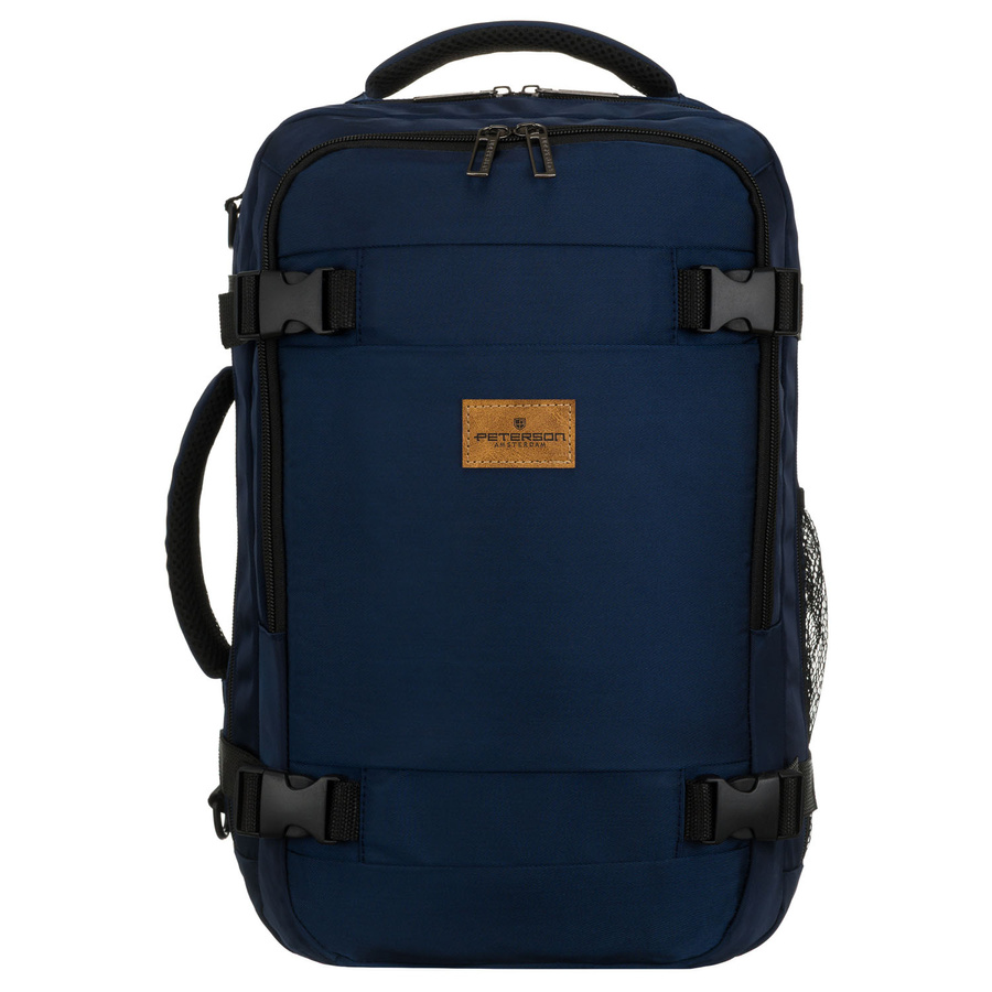 Plecak podróżny w granatowym kolorze, dwukomorowy i zamykany suwakiem - Peterson