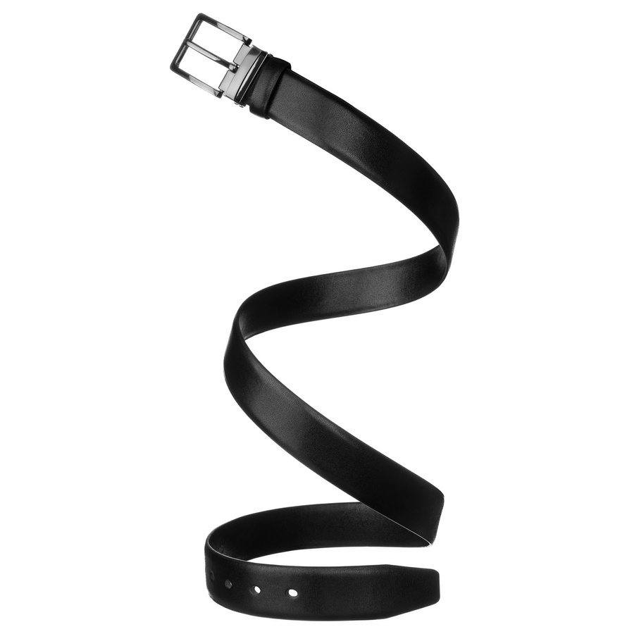 Szeroki, czarny pasek męski ze skóry ekologicznej ze srebrną, klasyczną klamrą