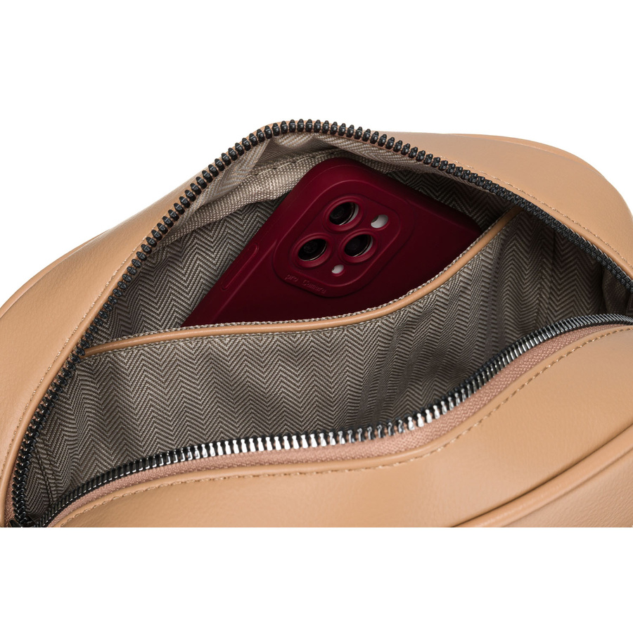 Miejska, beżowa listonoszka damska ze skóry ekologicznej w komplecie dwa paski na ramię crossbody Peterson