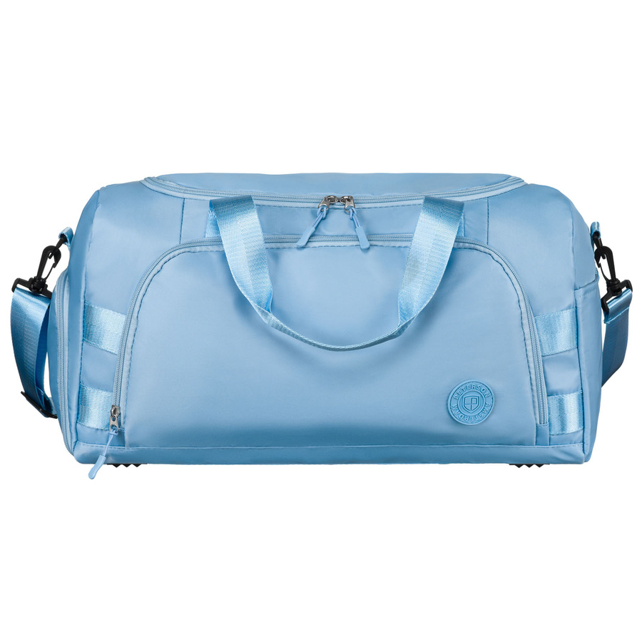 Weekendowa torba podróżna w błękitnym kolorze z uchwytem na walizkę - Peterson