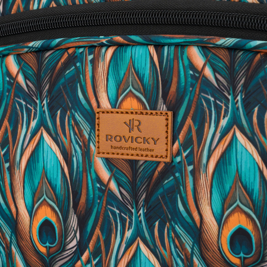 Torba podróżna z wytrzymałego poliestru z roślinnym wzorem wyposażona w dopinany pasek - Rovicky