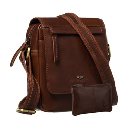 Skórzana, brązowa torba męska na ramię - Peterson