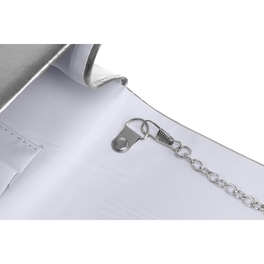 Srebrna kopertówka damska ze skóry ekologicznej - Rovicky