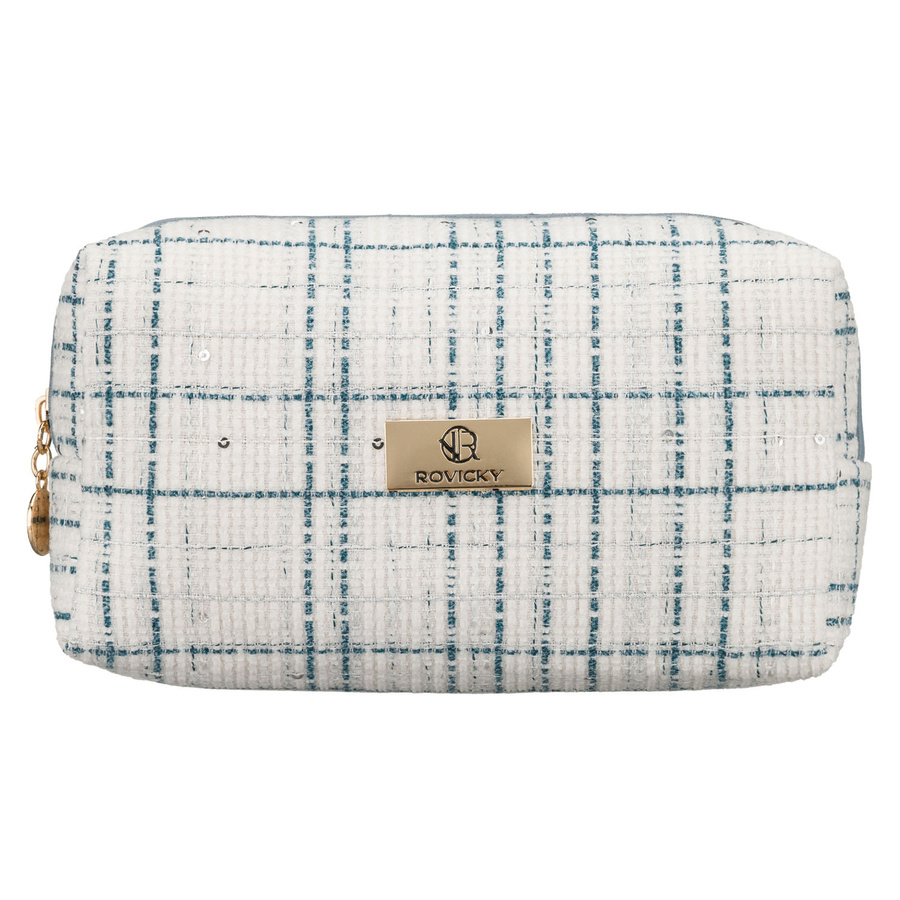 Niebieska, pojemna kosmetyczka damska wykonana z materiału syntetycznego - Rovicky