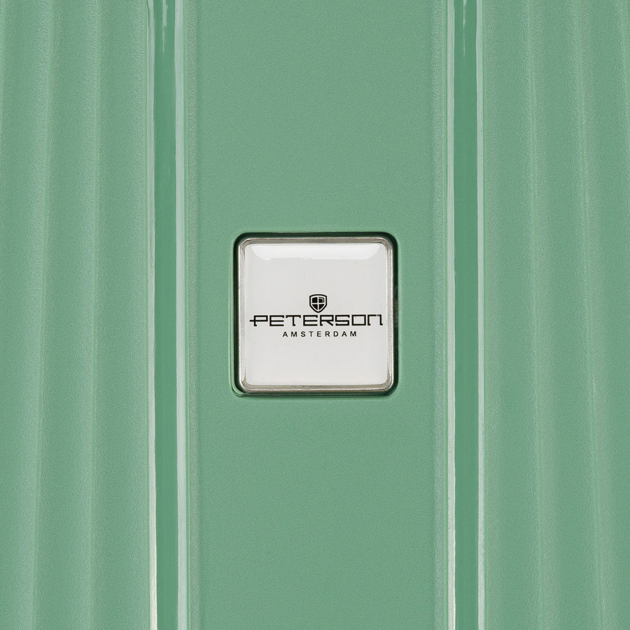 Zielona walizka podróżna w średnim rozmiarze z teleskopowym uchwytem i kółkami obrotowymi - Peterson