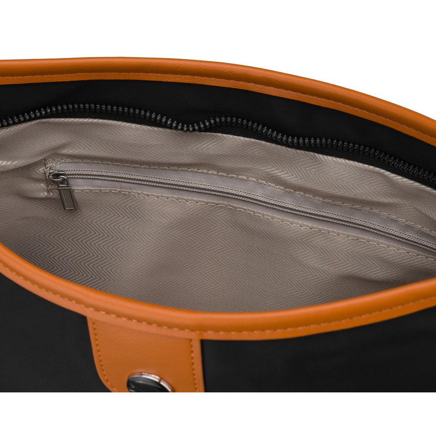 Czarna torebka damska z poliestru i skóry ekologicznej, jednokomorowa - Peterson