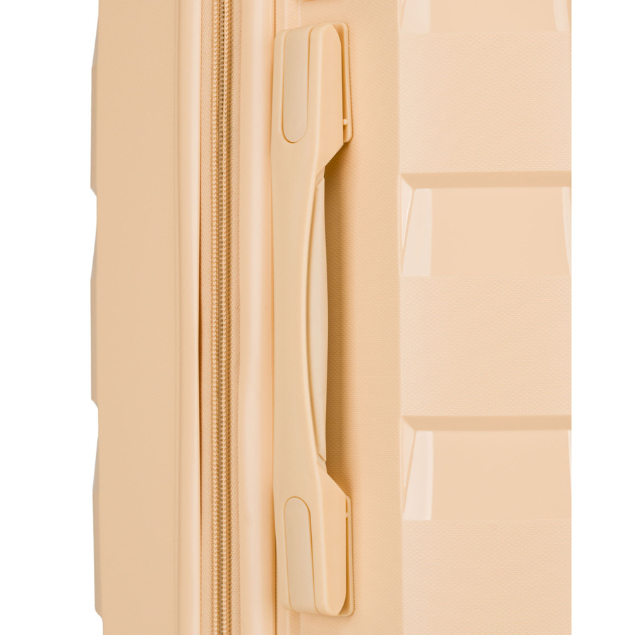 Beżowa, mała walizka kabinowa z polipropylenu z wysuwaną, teleskopową rączką - Peterson
