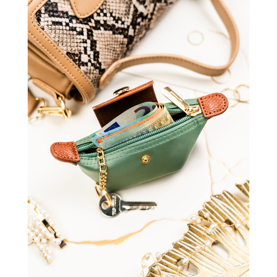 Jasnozielone etui na klucze z poliestru i skóry ekologicznej - Peterson