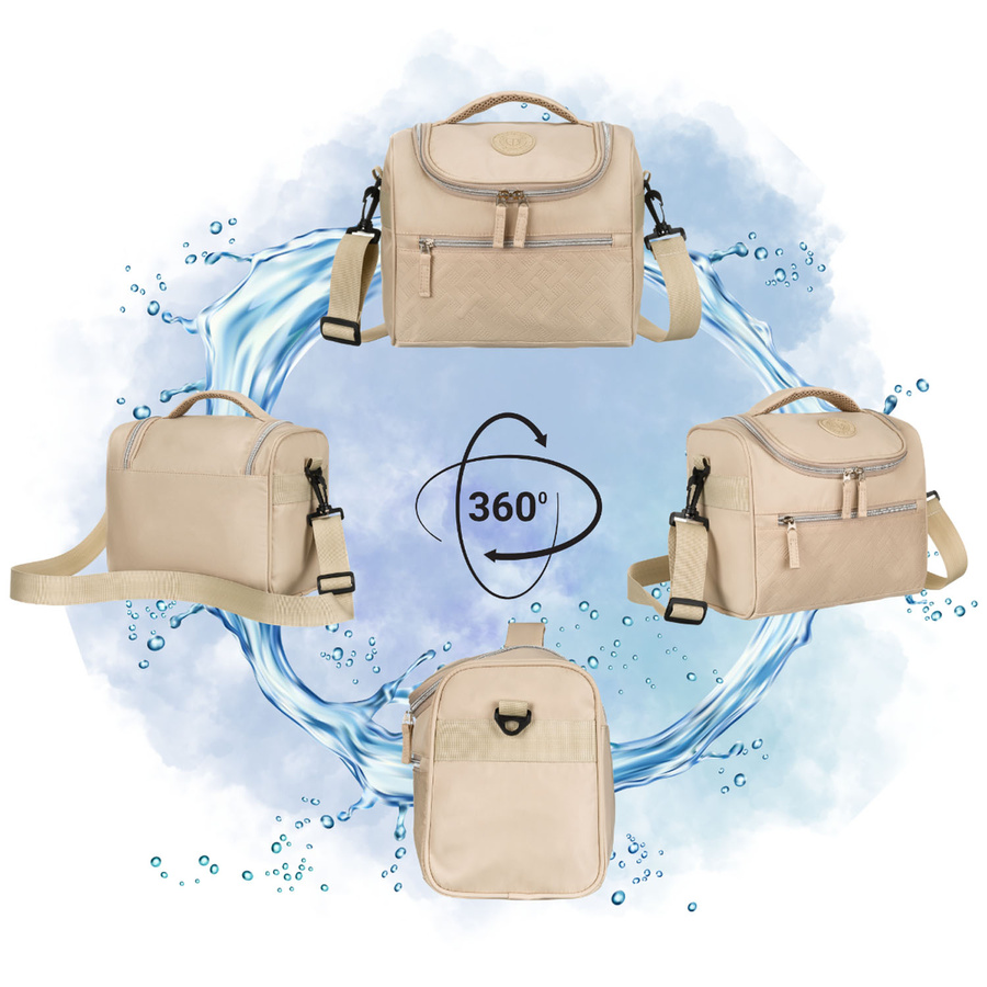 Praktyczna kosmetyczka podróżna z tkaniny syntetycznej w beżowym kolorze - Peterson