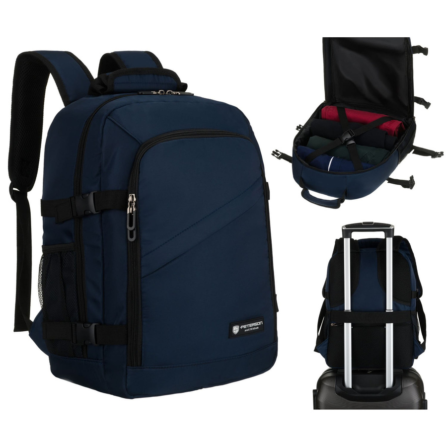 Podróżny plecak z poliestru w granatowym kolorze - Peterson