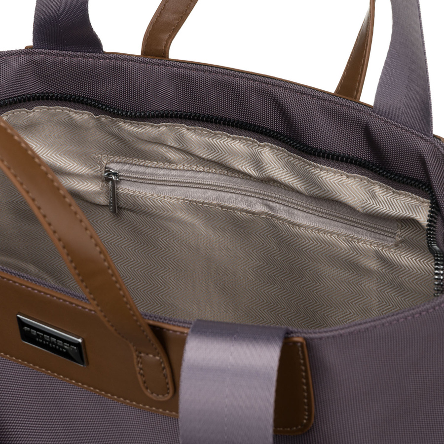 Duża shopperka damska w szarym kolorze, jednokomorowa, zawieszona na uchwytach i doczepianym pasku - Peterson