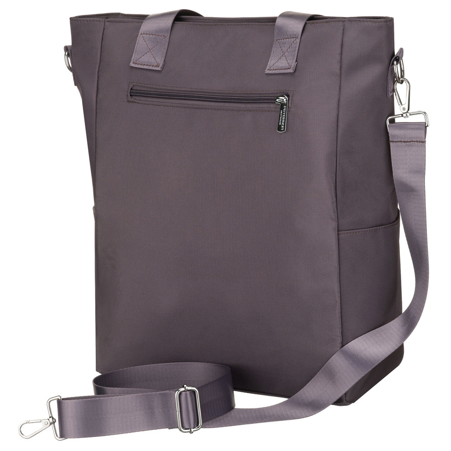 Szara shopperka damska na uchwytach i doczepianym pasku, zamykana suwakiem - Peterson