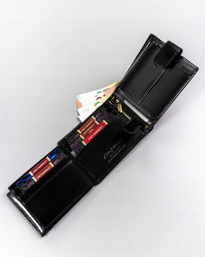 Duży, skórzany portfel męski zapinany na zatrzask - Peterson